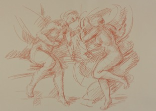 Melissa & Bradamante; chalk on paper, 50 x 70 cm, 2018