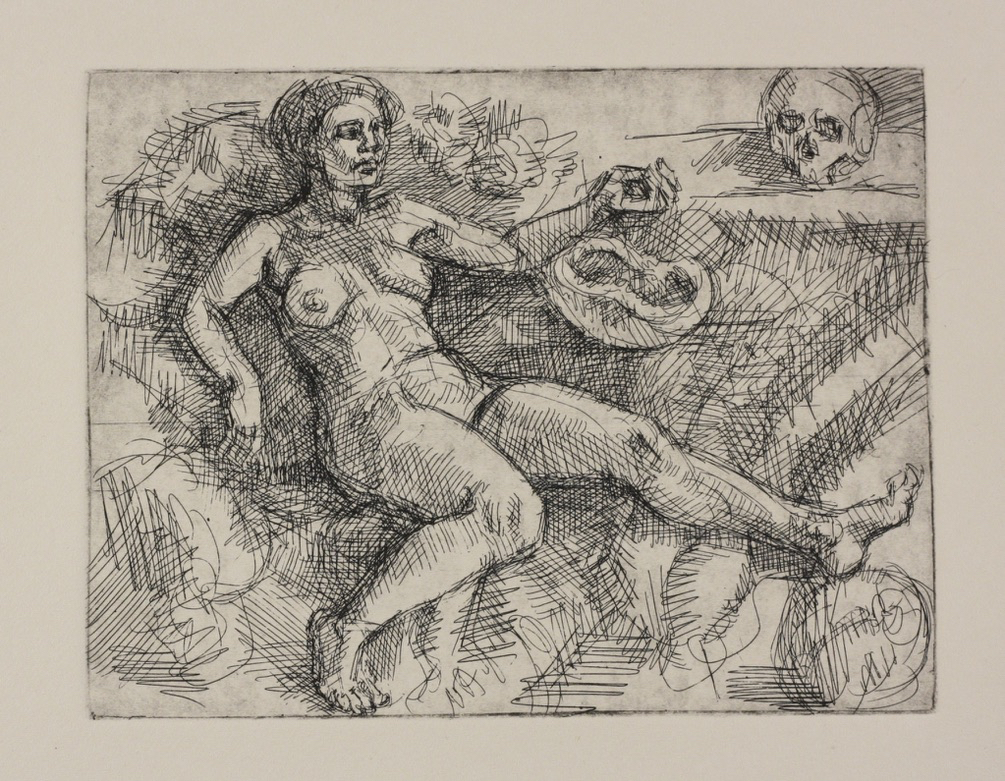 Electra and the Wondrous Head; drypoint, 25 x 25 cm, 2015