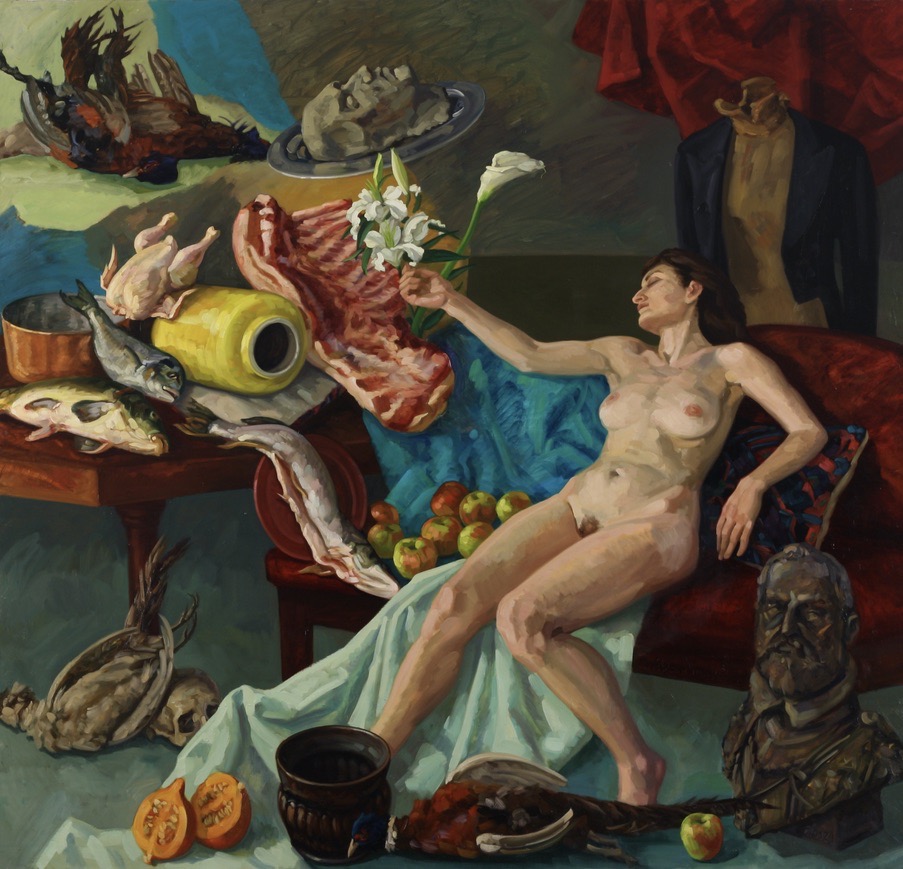 Ariadne Petitioning Dionysus; oil on canvas, 200 x 215 cm, 2010