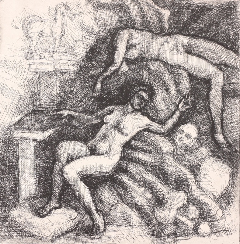 Bacchantes; etching, 25 x 25 cm, 2014