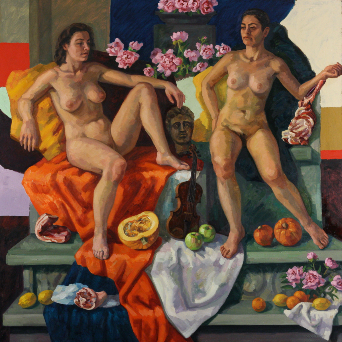 Alcina & Morgana; oil on canvas, 200 x 200 cm, 2024
